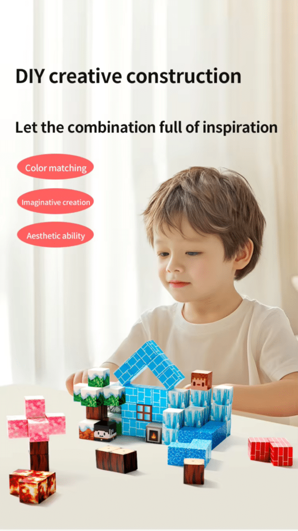 ของเล่นบล็อกแม่เหล็กทรงลูกบาศก์ Shinlecobe "สำรวจภูเขาหิมะ" – บล็อกสร้างสรรค์ DIY สำหรับเด็ก Stem Toys - Image 10