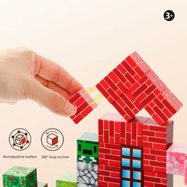 ของเล่นบล็อกแม่เหล็กทรงลูกบาศก์ Shinlecobe "สำรวจภูเขาหิมะ" – บล็อกสร้างสรรค์ DIY สำหรับเด็ก Stem Toys - Image 9