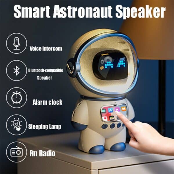 ลำโพงไร้สายขนาดเล็กอัจฉริยะ Minimality Smart Astronaut Speaker AI Robot พร้อมฟังก์ชันนาฬิกาปลุก ไฟกลางคืน - Image 2