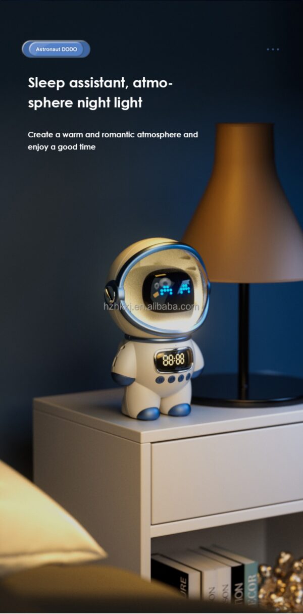 ลำโพงไร้สายขนาดเล็กอัจฉริยะ Minimality Smart Astronaut Speaker AI Robot พร้อมฟังก์ชันนาฬิกาปลุก ไฟกลางคืน - Image 13