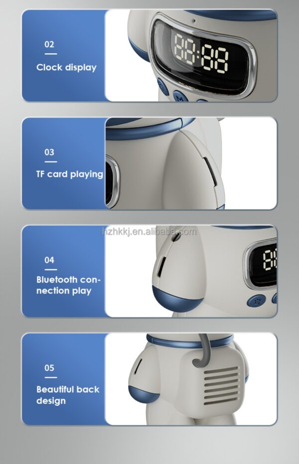 ลำโพงไร้สายขนาดเล็กอัจฉริยะ Minimality Smart Astronaut Speaker AI Robot พร้อมฟังก์ชันนาฬิกาปลุก ไฟกลางคืน - Image 8