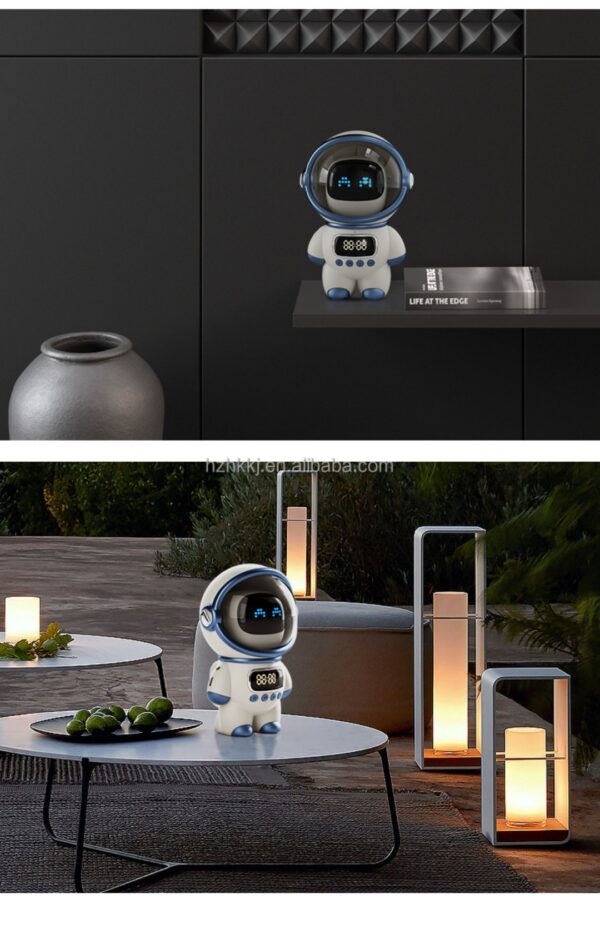 ลำโพงไร้สายขนาดเล็กอัจฉริยะ Minimality Smart Astronaut Speaker AI Robot พร้อมฟังก์ชันนาฬิกาปลุก ไฟกลางคืน - Image 9