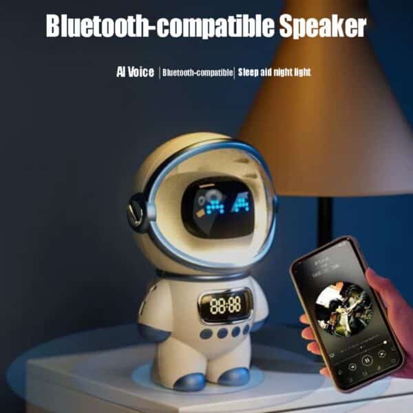 ลำโพงไร้สายขนาดเล็กอัจฉริยะ Minimality Smart Astronaut Speaker AI Robot พร้อมฟังก์ชันนาฬิกาปลุก ไฟกลางคืน - Image 10