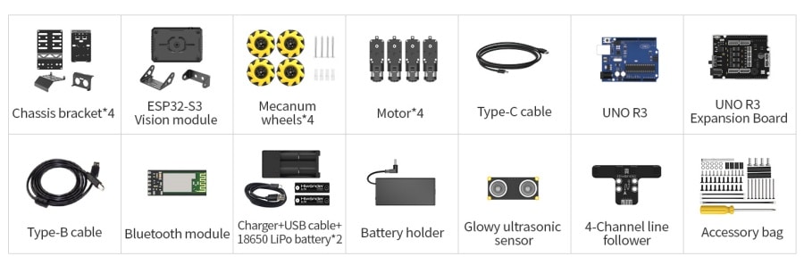Magic miniAuto smart car AI visual recognition open source Wheat Wheel Arduino UNO programming robot 4