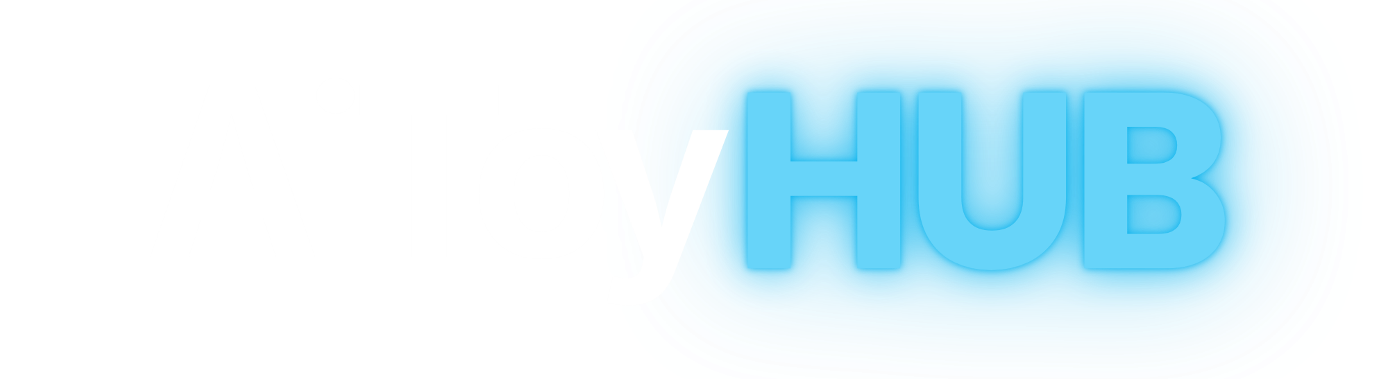 AITOY HUB logo features a friendly robot cat, modern design, vibrant blue tones, and emphasizes smart, innovative AI-powered toys.